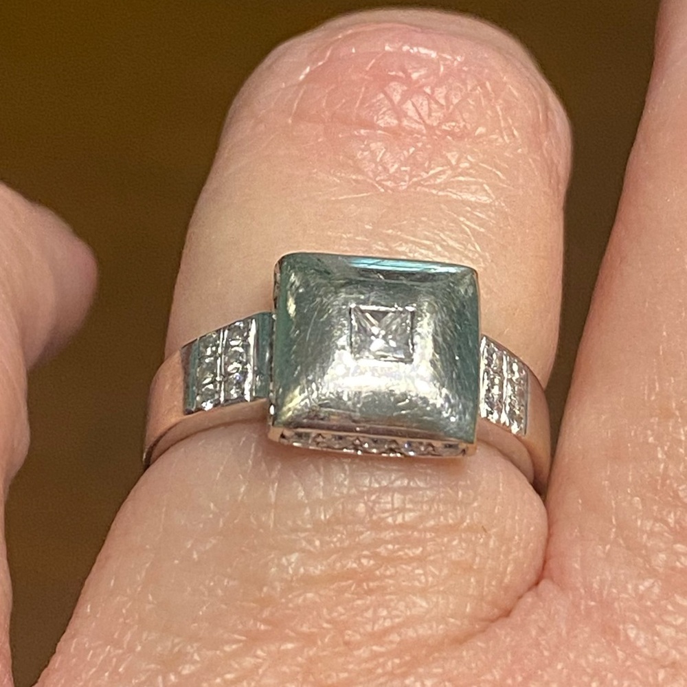 Non traditional MultiDiamond Ring in 18K White Gold